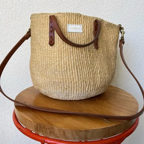 Cream and Brown Crossbody Bag with Woven Texture - Picture 1 of 8
